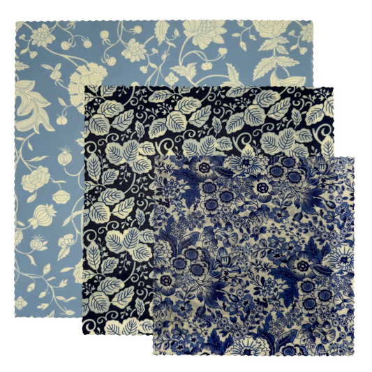 V&A Museum Organic Cotton Blue Botanicals - 3 Pack (S|M|L)